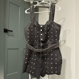 Baevely - Unique Black Star-Patterned Denim Jumpsuit
